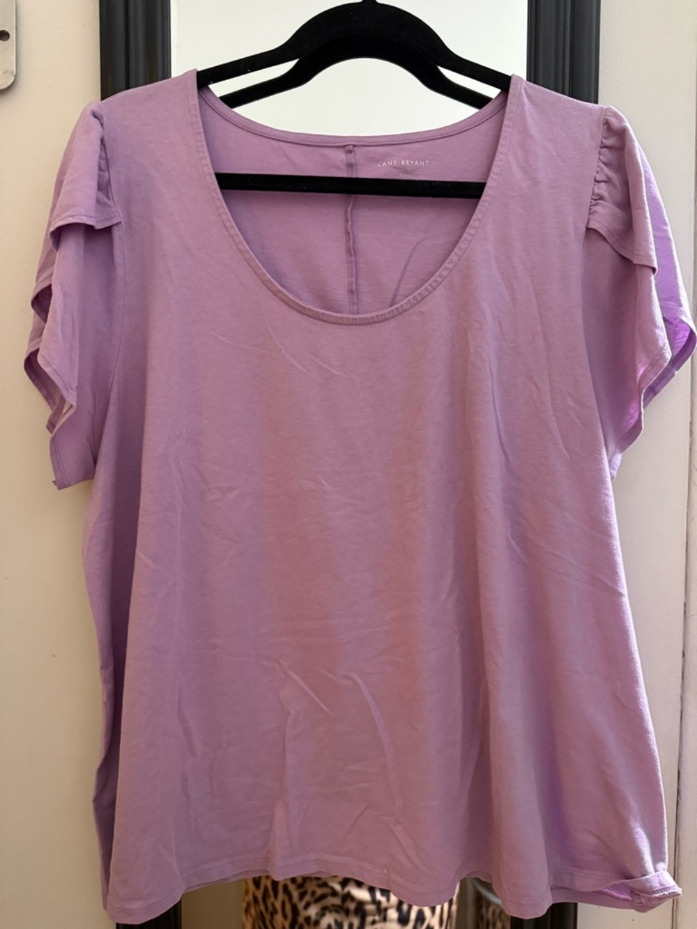 Lane Bryant Lavender Scoop Neck Flutter Sleeve Tee